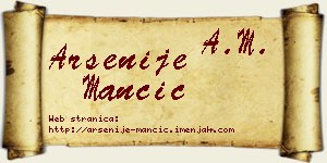 Arsenije Mančić vizit kartica